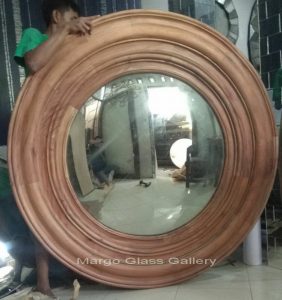 Large Convex Wall Mirror with Wood Frame Brianna MG 050013