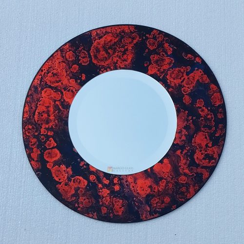 Modern Red Round Mirror Stone Style MG 004837